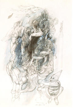 "i dispiaceri di Rodin" - matita e materia grassa - cm.44x62 - 1998