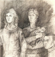 ritratto famigliare : Barbara, Laura , Marco e la gatta Minù