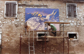 al lavoro a Foza, 1999