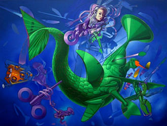 "il pesce-tromba" - olio su tela - cm.100x130 - 2009