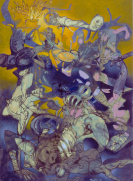 "storia urbana" - olio su carta - 2001