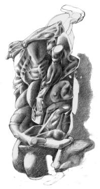 "come una scultura "