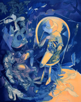 "la vacanza di Voltaire - olio su tela - cm. 70x100 - 2000